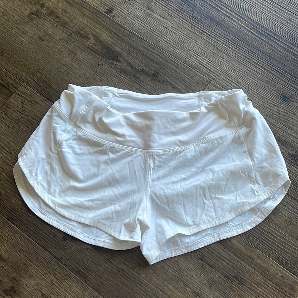 White lululemon speed shorts
